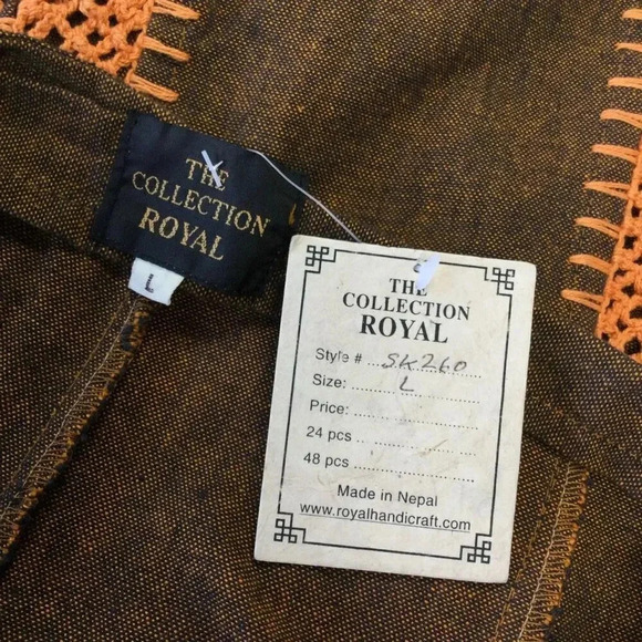 The Collection Royal Womens Large Skirt Brown Orange Crochet Inlays Cotton NWT - Picture 7 of 13